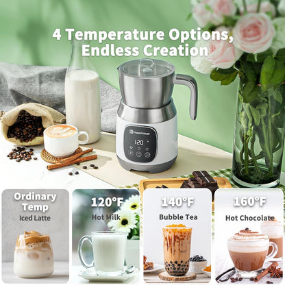 Maestri House Milk Frother, Variable Temp and Froth Thickness Milk Frother and Steamer, 21OZ/600ML Smart Touch Control Milk Warmer, Dishwasher Safe, Memory Function for Latte Cappuccino (White)