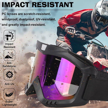 YENPK Dirt Bike Goggles, 2-Pack Motorcycle Goggles ATV Goggles Motocross Goggles Ski Goggles Windproof Glasses Racing Goggles