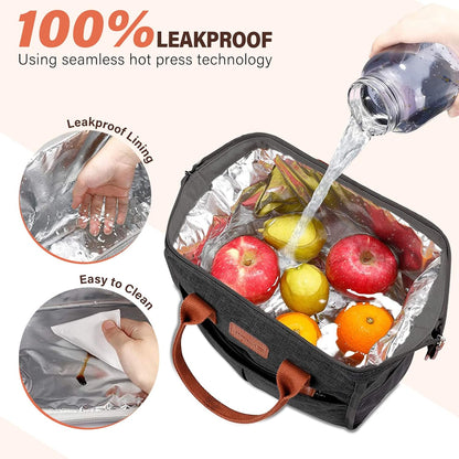 Lunch Bag for Women & Men, Insulated Lunch Box Cooler Tote Bags, Adult Reusable Lunch Boxes with Water Resistant for Work, Travel and Picnic (Grey)