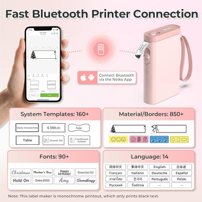 Label Maker Machine with Tape, P21 Portable Bluetooth Label Printer, Wireless Built-in Cutter Sticker Maker Mini Label Makers with Multiple Templates for Organizing Storage Office Home, Black