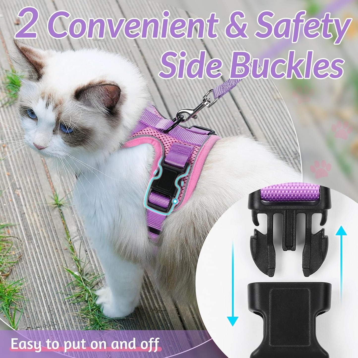 rabbitgoo Cat Harness and Leash for Walking, Escape Proof Soft Adjustable Vest Harnesses for Small Medium Cats, Easy Control Breathable Reflective Strips Jacket, XS, Black