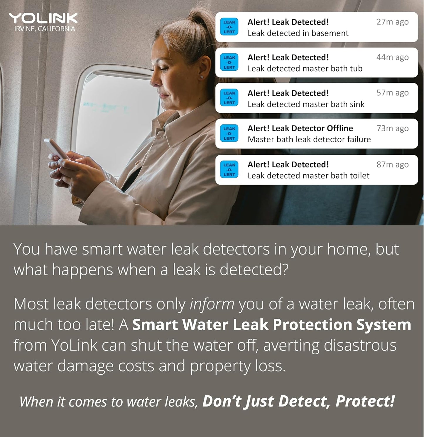 YoLink Smart Home Starter Kit: Water Sensor 4-Pack & Hub Kit - Sensor Compatible with Alexa and IFTTT, 1/4 Mile Range, Instant Remote App, Text(Limited) and Email Alert