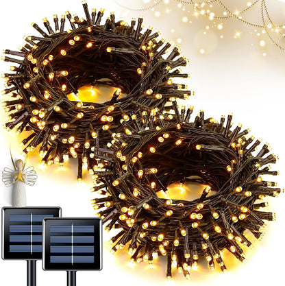 JMEXSUSS 2 Pack 75.5ft Orange Solar Christmas Lights, Total 400 LED Solar String Lights Outdoor Waterproof, 8 Modes Orange Halloween Lights for Tree Patio Garden Thanksgiving Halloween Decorations