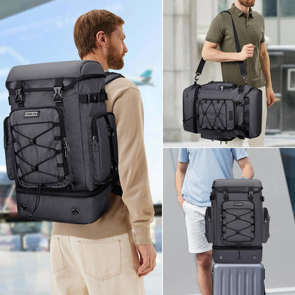 WITZMAN Travel Backpack for Men Women Carry on Bags for Airline Approved Convertible Duffle Luggage Backpack Shoe Compartment