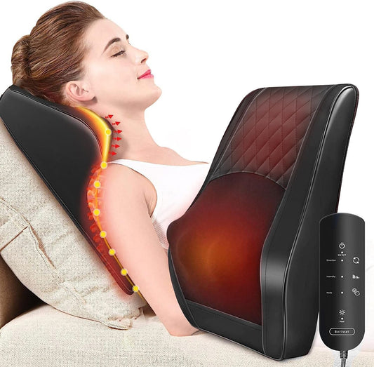 Boriwat Back Massager Neck Shoulder Massager with Heat, Shiatsu Massage Pillow for Pain Relief, Masseur for Neck, Back, Shoulder and Leg, Gifts for Men Women Mom Dad, Stress Relax at Home and Office