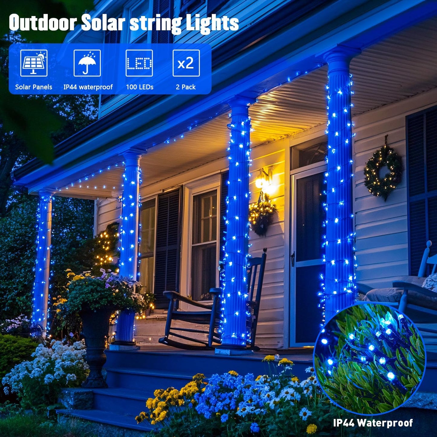 JMEXSUSS 2 Pack 75.5ft Orange Solar Christmas Lights, Total 400 LED Solar String Lights Outdoor Waterproof, 8 Modes Orange Halloween Lights for Tree Patio Garden Thanksgiving Halloween Decorations