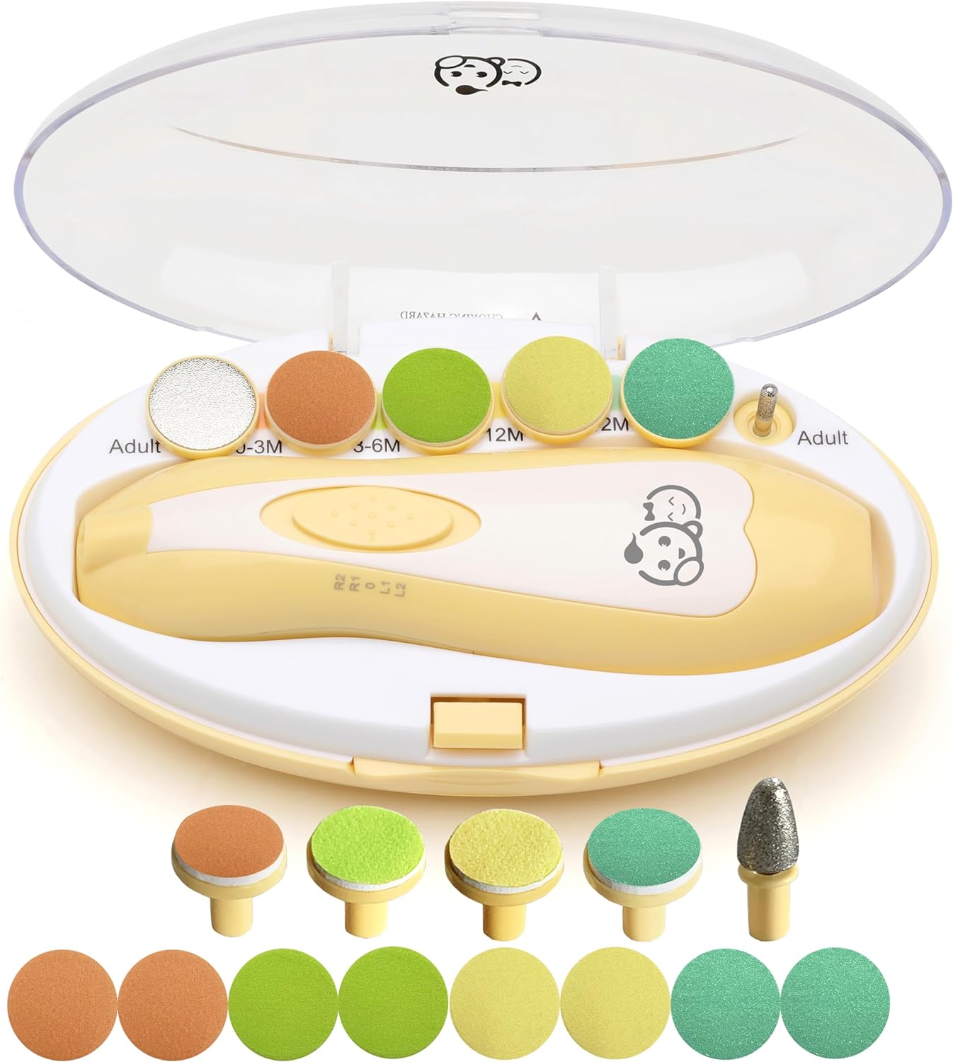 Royal Angels Rechargeable Baby Nail Clippers 20 in 1, Safe Electric Nail Trimmer, Baby Nail Kit, Additional Replacements, Newborn Toddler Toes and Fingernails, Trim and Polish (Rechargeable, Snow)