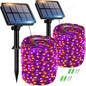 btfarm 2 Pack Solar Halloween Lights, Total 300LED 110FT Orange Purple Solar String Lights Outdoor Waterproof, 8 Modes Fairy Twinkle Lights Outdoor for Tree Yard Garden Party Halloween Decorations