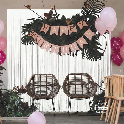 GREATRIL Iridescent Party Tinsel Fringe Backdrop Decorations - Holographic Foil Streamers Curtain for Mermaid/Under The Sea/Frozen/Ocean/Disco/Birthday Themed 3.2ft x 6.5ft - 2 PCS