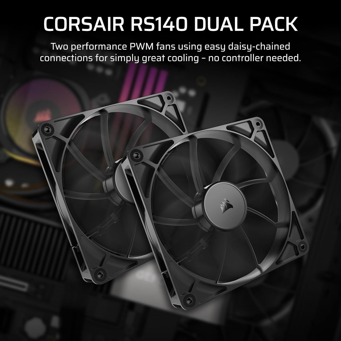 CORSAIR RS120 ARGB 120mm PWM Fan – Daisy-Chain Connection – Low-Noise – Magnetic Dome Bearing – Single Pack – White