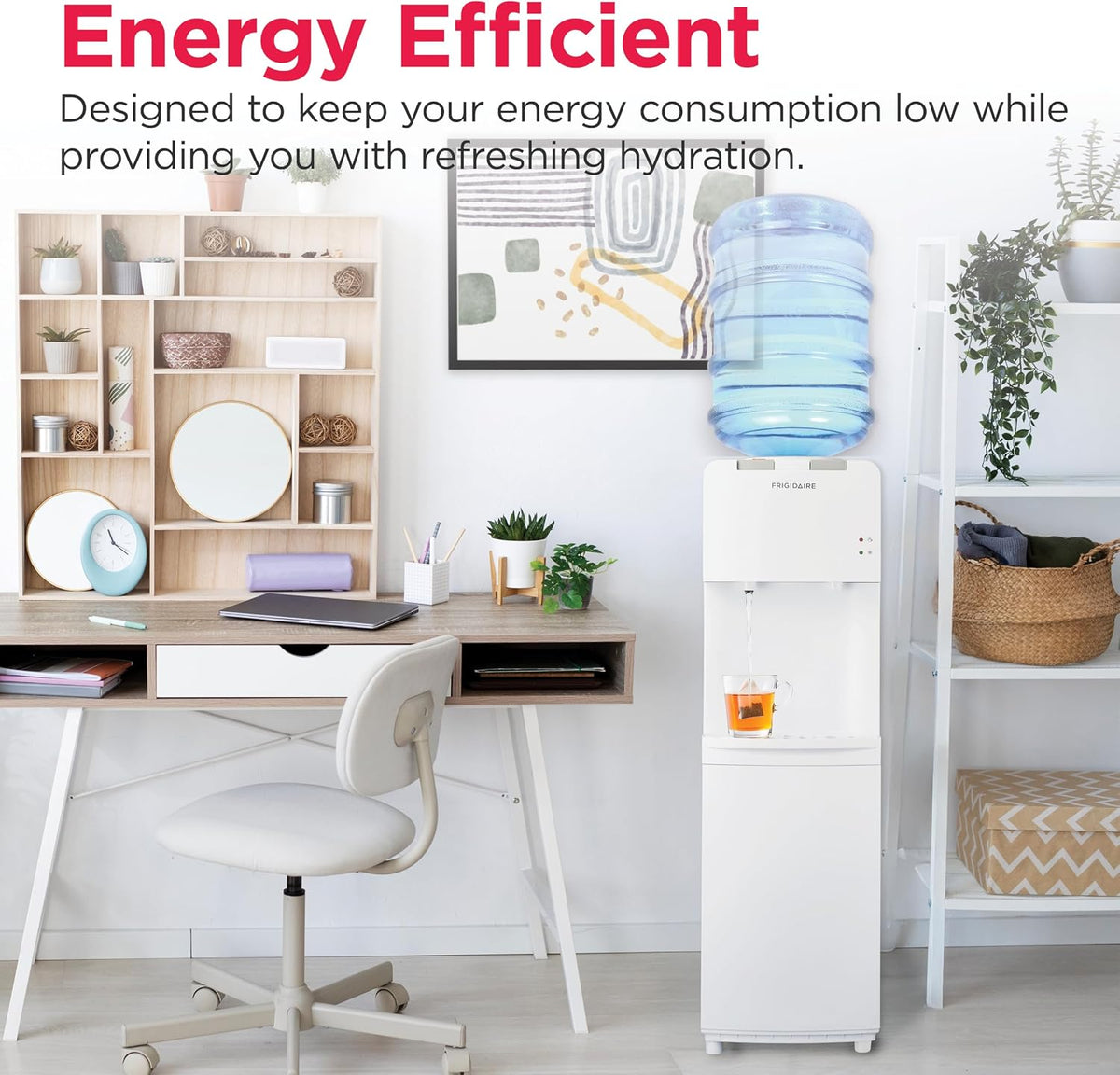 Frigidaire EFWC498, Top Load Hot & Cold Water Cooler Dispenser for Home, Garage, Dorm, RV & Cottage, 3 and 5 Gallon Bottles, 11" D x 11.5" W x 36" H, White