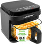 Nutrichef 5.8 Quart Air Fryer | 8-1 Preset Cook Modes | Transparent Fry Bowl for Best Cooking Results | Cook Shrimp, Steak, Fries, Wings, Chicken & More | Precise Temperature Control & Time | Black