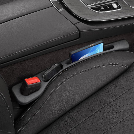 Car Seat Gap Filler, 2 Pack No-Drop Seat Side Gap Seam Filler Organizer Universal Fit Fill the Gap Between Seat & Console, Perfect for Car, SUV, Truck Black
