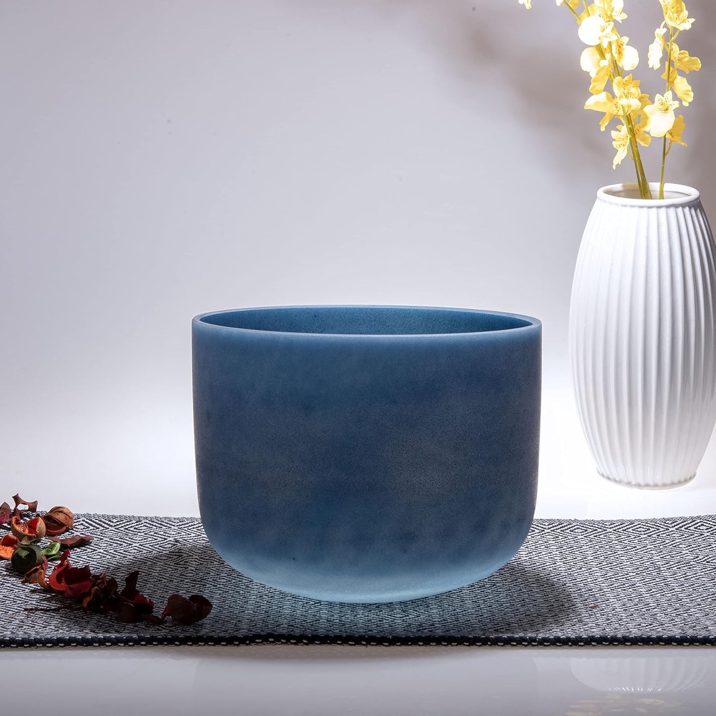 TOPFUND F Note Crystal Singing Bowl Heart Chakra 8 inch with Heavy Duty Carrying Case and Suede Striker