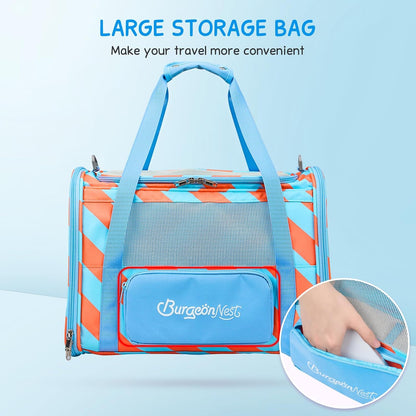 BurgeonNest Cat Carriers for Medium Cats Under 25 lbs, Pet Carrier for Cats with Unique Side Bag,Top Load Small Pet Carrier Soft-Sided Escape Proof with 4 Ventilated Windows