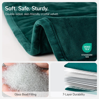 Weighted Blanket for Adults, 20 lbs, 60" x 78" washable Blankets, Green