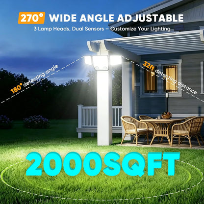 Solar Motion Sensor Light Outdoor IP65 Waterproof with 15.75FT Cable 2Pack