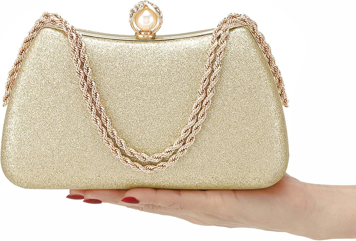 Buric Evening Clutch Bag for Women Glitter Shiny Dress Purse Wedding Bride Handbags Evening Clutches for Cocktail Party