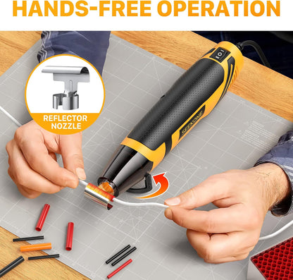 SEEKONE Mini Heat Gun, 350W 2-Temp Settings 260℃& 450℃（500℉ & 842℉） Fast Heat Hot Air Gun Tool with Reflector Nozzle and 4.9Ft Long Cable Overheat Protection for Crafting, Vinyl Wrap and Shrink Tubing