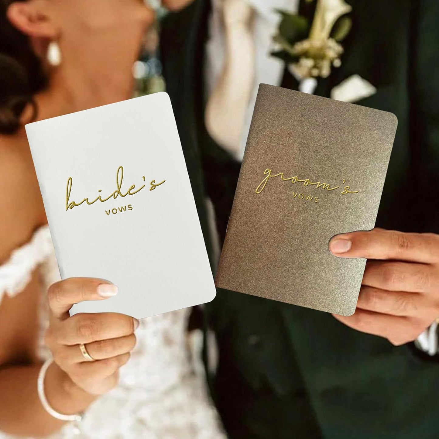 WeddingGiftsWedding Vow Books His and Hers Soft Touch Gold Foil Engraving Vow Books Wedding Essentials Wedding Accessories(TR-HH-Black)