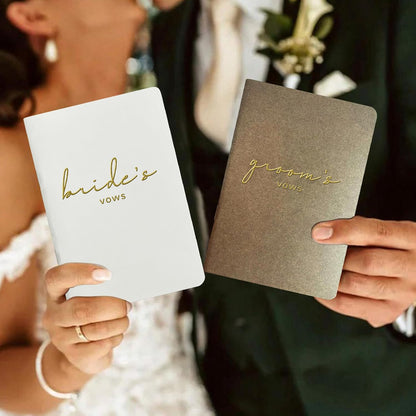 WeddingGiftsWedding Vow Books His and Hers Soft Touch Gold Foil Engraving Vow Books Wedding Essentials Wedding Accessories(TR-HH-Black)