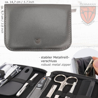 3 Swords Germany - brand quality 10 piece manicure pedicure grooming kit set for professional finger & toe nail care scissors clipper fashion leather case in gift box, Made by 3 Swords (003164)