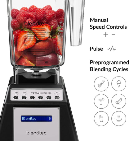 Blendtec Total Classic Original Blender and 90 oz WildSide+ Jar - Kitchen Blender Bundle - Red