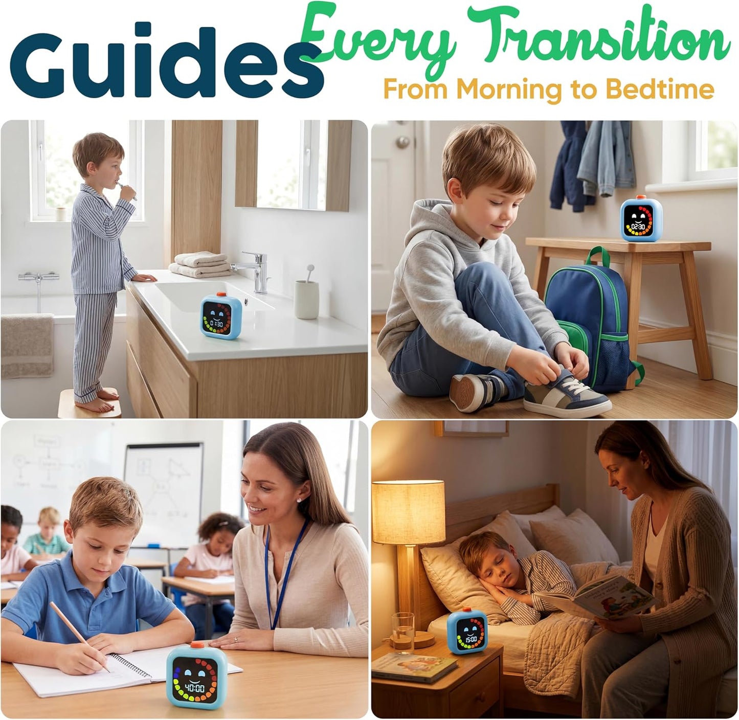 Digital Visual Timer for Kids - Calmer Routines & Transitions | Silent, Rechargeable, 99-Min Clock, Alarm, Countdown & Count-up; For Classroom, Home & Therapy - Builds Focus & Independence