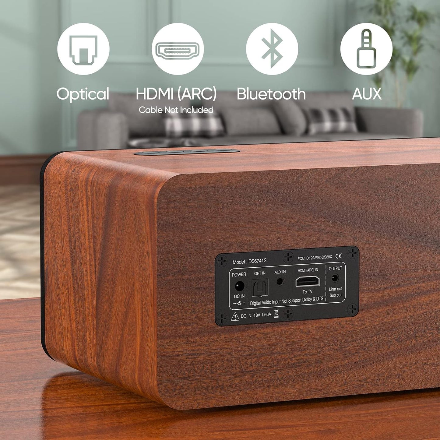 Saiyin Compact Sound Bar,40 Watts Small Soundbar for TV,Surround Sound System TV Sound Bar Speakers with Bluetooth/Optical/AUX Connection for PC/Gaming/Projectors,17inch