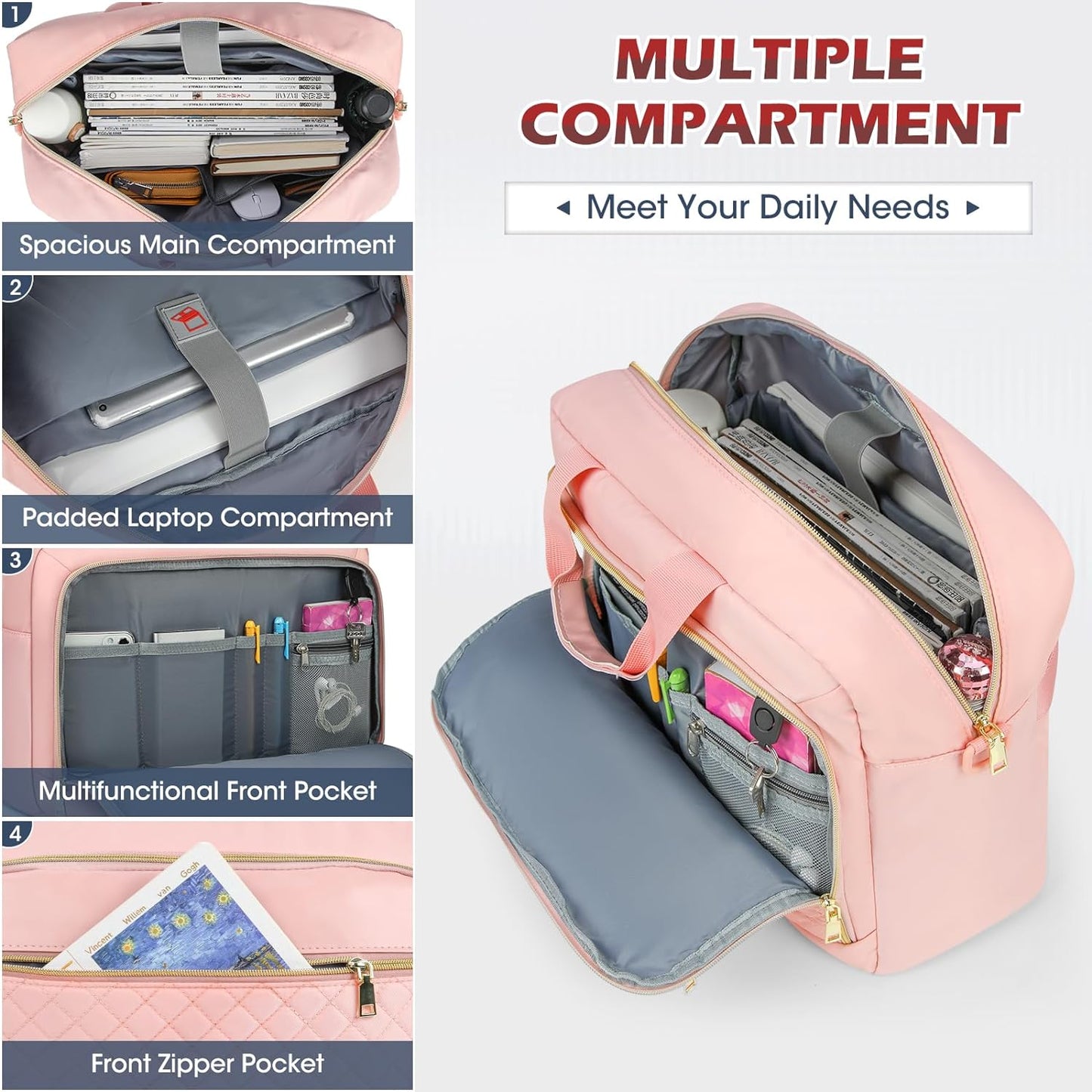 Laptop Bag 17 Inch Laptop Briefcase for Women Waterproof Computer Messenger Bag Professional Laptop Case for Business Work - PuriLite