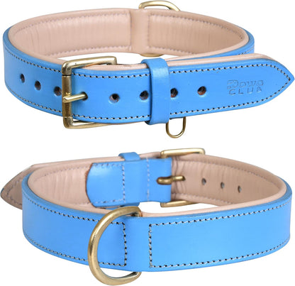 DowgClub | Genuine Leather Dog Collar | Full Grain, Heavy Duty | Comfortable, Strong | Best for Pups, Small, Medium & Large Breeds | Pink, Brown, Black, Tan