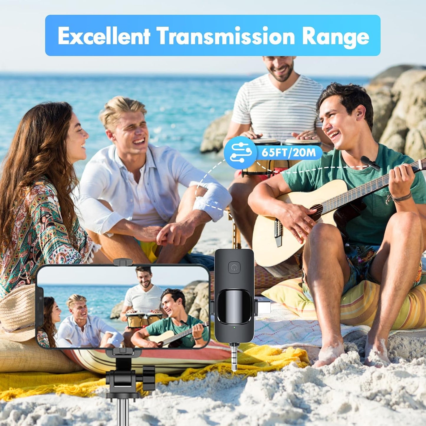3 in 1 Wireless Lavalier Microphone for iPhone iPad Android Camera USB-C, Mini Microphone with Noise Reduction, Plug-Play Wireless Microphone for YouTube, Video Recording, Interviews, TikTok, Vlog