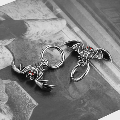 HZMAN Bat Earring for Men Women Stainless Steel Gothic Punk Vampire Bat Dangle Drop Earring Halloween Earring Jewelry Gift
