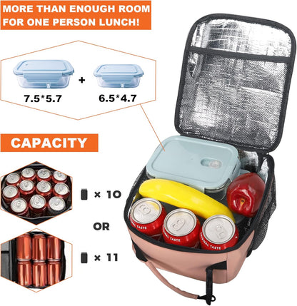 Lunch Box for Men Women Adults Small Lunch Bag for Office Work Picnic - Reusable Portable Lunchbox, Black