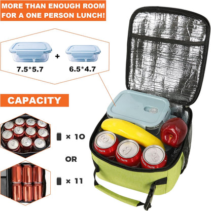 Lunch Box for Men Women Adults Small Lunch Bag for Office Work Picnic - Reusable Portable Lunchbox, Black