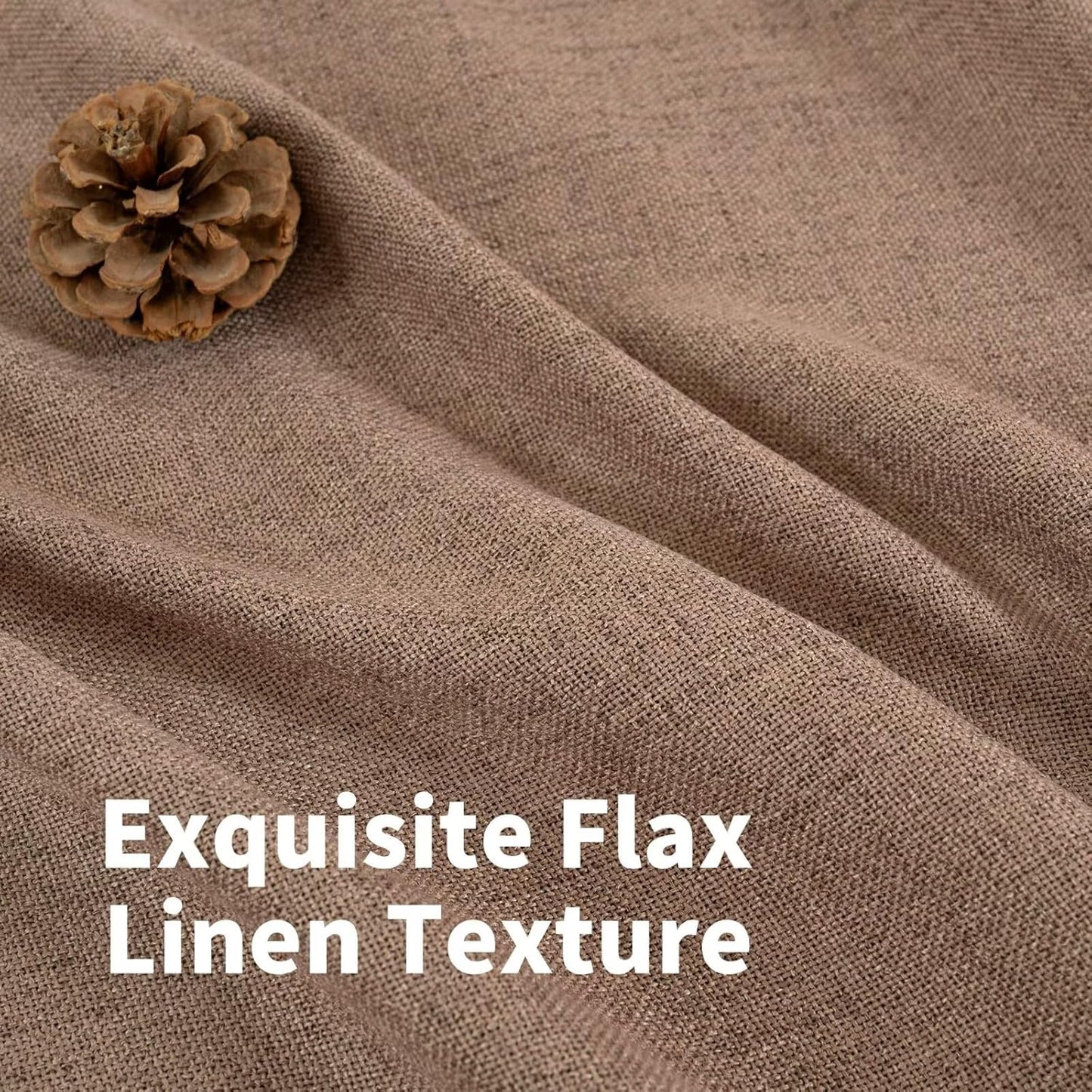 YoungsTex Natural Linen Curtains 84 Inch Long for Living Room Bedroom Grommet Top Light Filtering Privacy Linen Textured Window Semi Sheer Drapes, 2 Panels, 52x84 Inch, Natural