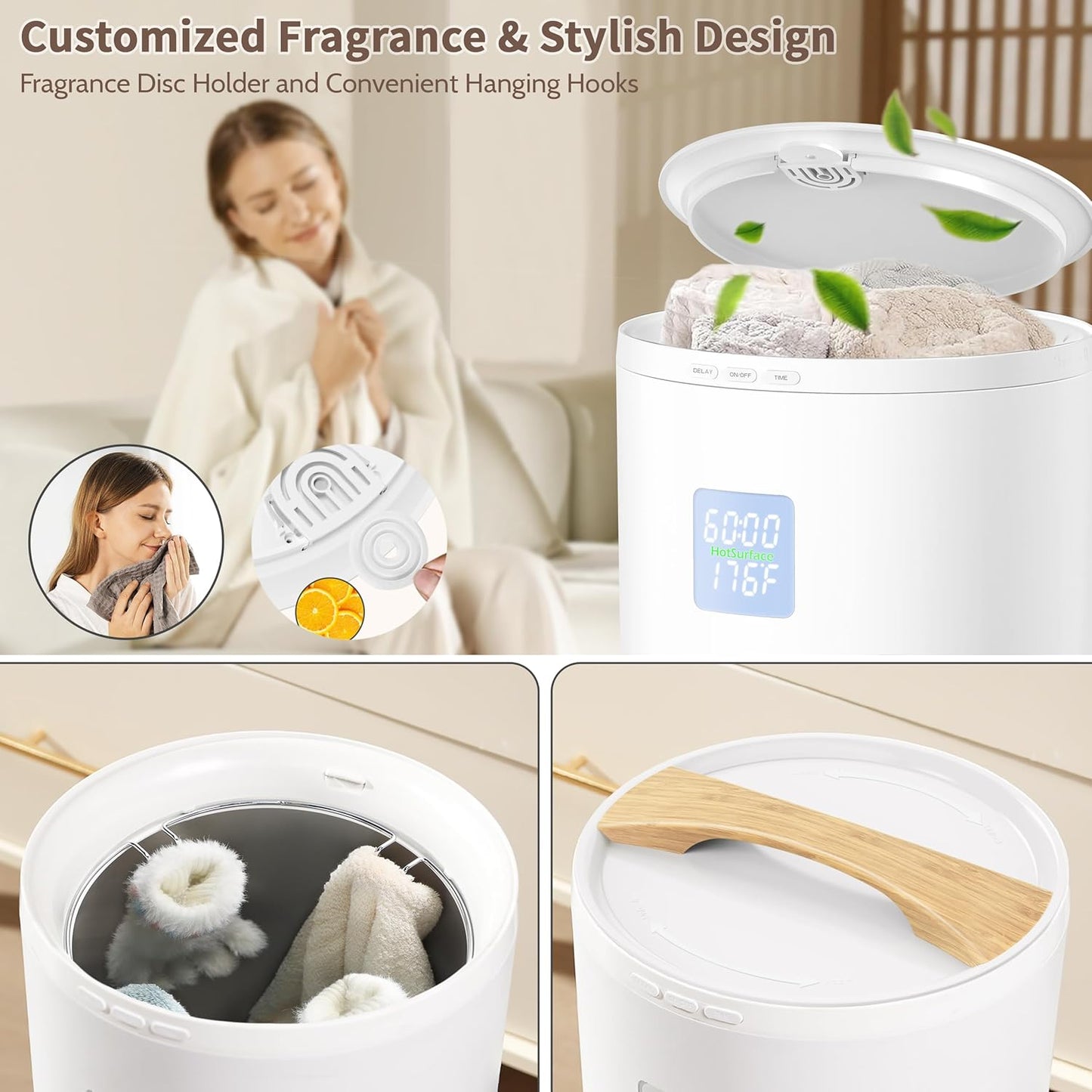 Keenray Towel Warmer Bucket, Large Towel Warmer for Bathroom with Timer, LED Display, Up to 24 Hours Delay Timer, Child Safety Lock, Towel Heater Fits Towels, Robes, Blankets, PJ's