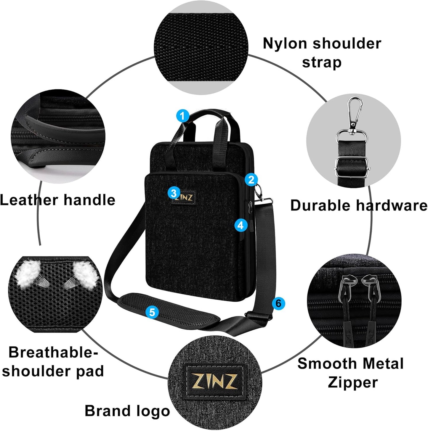 ZINZ Slim & Expandable Case 12.9 13 inch Travel Laptop Shoulder Bag for MacBook Air 13" M3/M2/M1, MacBook Pro 13" M2/M1, iPad Pro 12.9"/13"/11", iPad Air 13",L01G03 - PuriLite