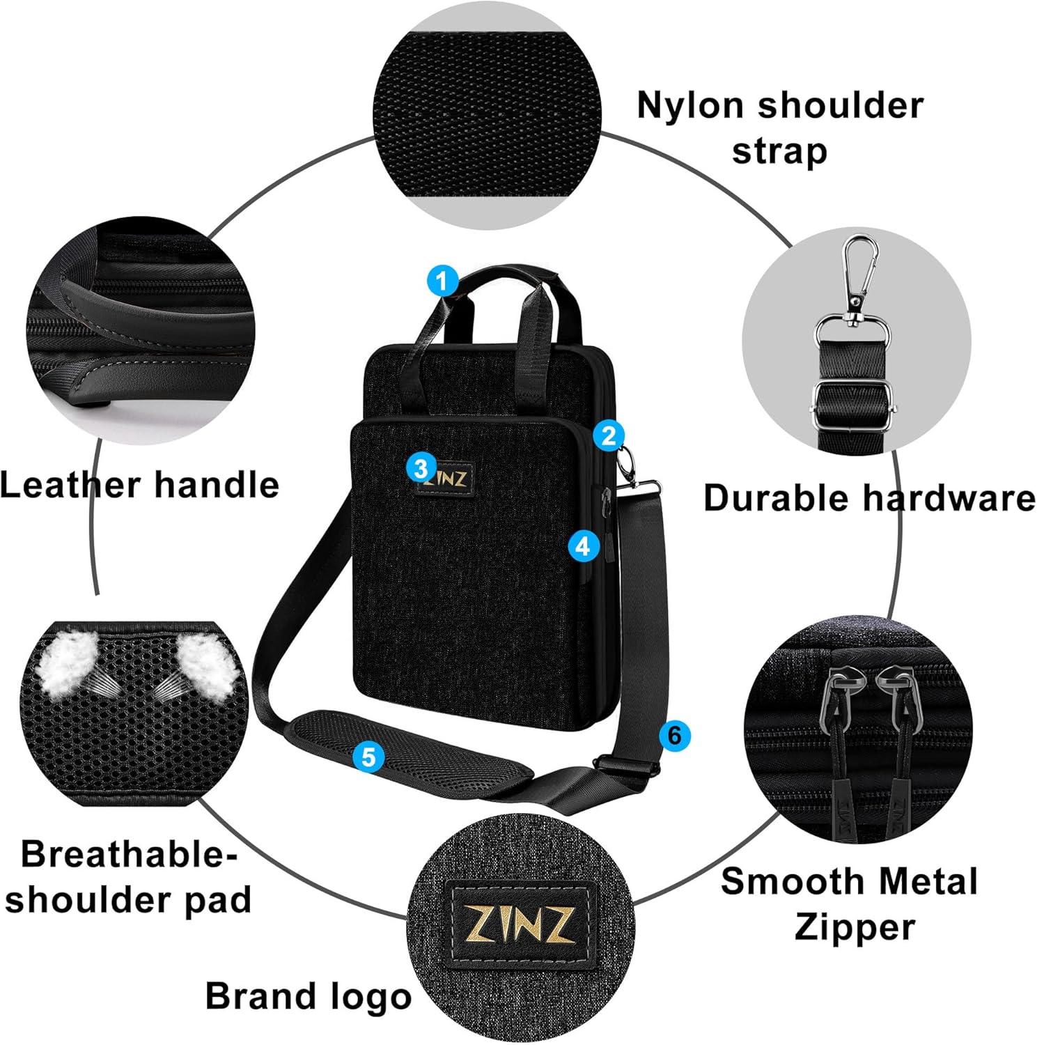 ZINZ Slim & Expandable Case 12.9 13 inch Travel Laptop Shoulder Bag for MacBook Air 13" M3/M2/M1, MacBook Pro 13" M2/M1, iPad Pro 12.9"/13"/11", iPad Air 13",L01G03 - PuriLite