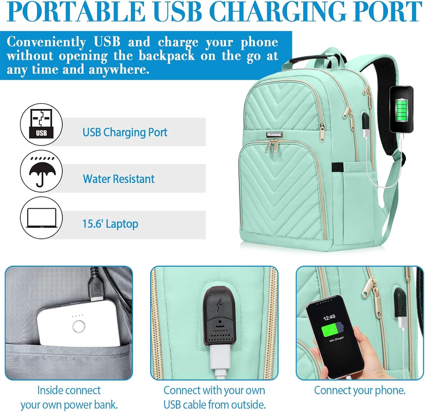 Laptop Backpack for Women Men, Large School Backpack for Girls with USB Charging Port, 17.3 Inch Work Travel Laptop Back Pack, College Student Bookbag Casual Daypacks, Black