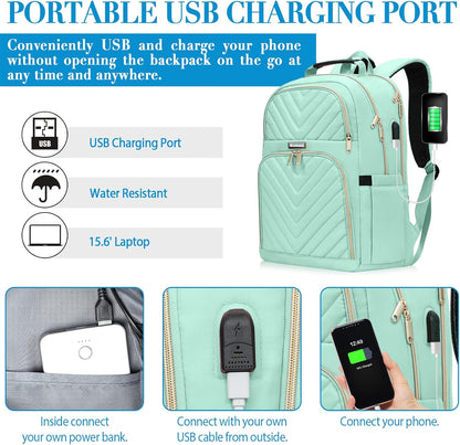 Laptop Backpack for Women Men, Large School Backpack for Girls with USB Charging Port, 17.3 Inch Work Travel Laptop Back Pack, College Student Bookbag Casual Daypacks, Black