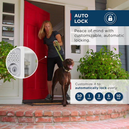 Weiser Powerbolt 3 Matte Black Keyless Entry Door Lock/Deadbolt Lock, 10-Button Keypad Door Lock with Auto Lock and 12-Month Battery Life, Electronic Door Locks for Front Door, Home Décor