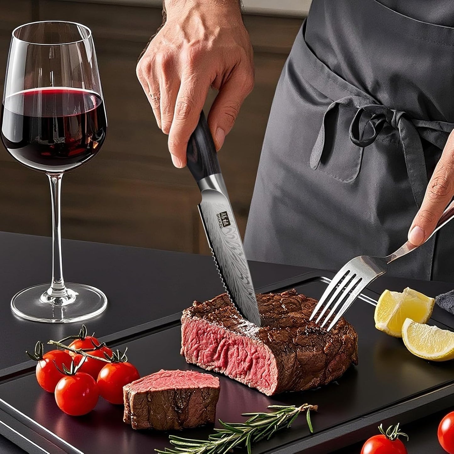 SHAN ZU Fillet Knife 7 Inch, Powder Steel Boning Knife High Carbon Japanese Filleting Knife, Ultra Sharp Deboning Knife for Meat Cutting, Fish Knife with Ergonomic Pakkawood Handle