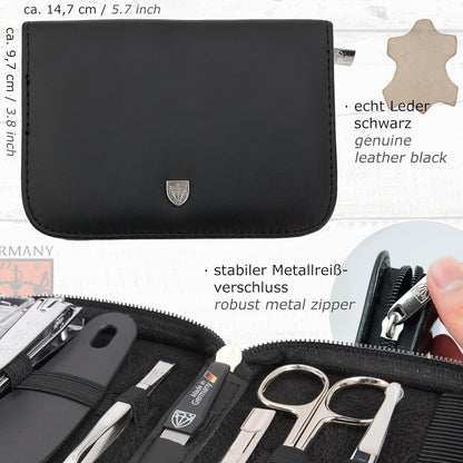 3 Swords Germany - brand quality 10 piece manicure pedicure grooming kit set for professional finger & toe nail care scissors clipper fashion leather case in gift box, Made by 3 Swords (003164)