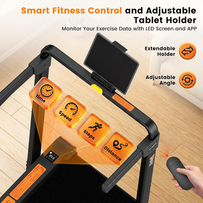Mahrole Walking Pad with Vibration and lncline,Foldable Walking Pad Treadmill with Remote Control and APP,Powerful 3.0HP Servo Motor Treadmills for Home and Office