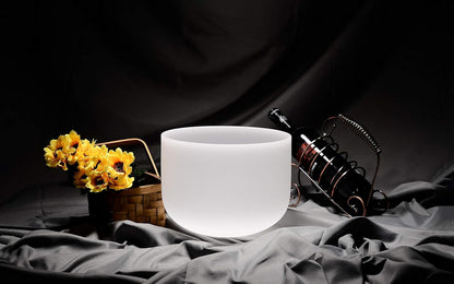 TOPFUND F Note Crystal Singing Bowl Heart Chakra 8 inch with Heavy Duty Carrying Case and Suede Striker