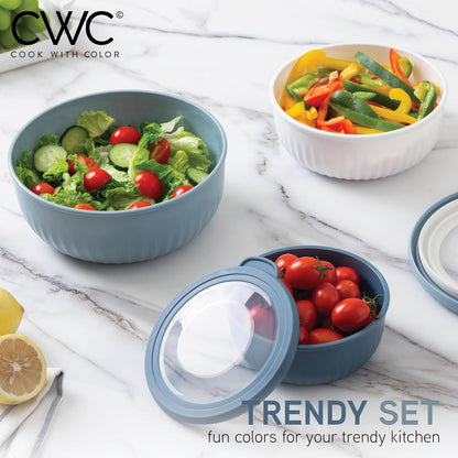 COOK WITH COLOR Prep Bowls with Lids- 8 Piece Nesting Plastic Small Mixing Bowl Set with Lids (Teal Ombre)