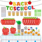 Mostop 100 Pcs Back to School Disposable Tableware Set Preschool Graduation Party Decoration Apple Paper Plate Pencil Cup and Napkins for 25 Guest First Day of School Supplies