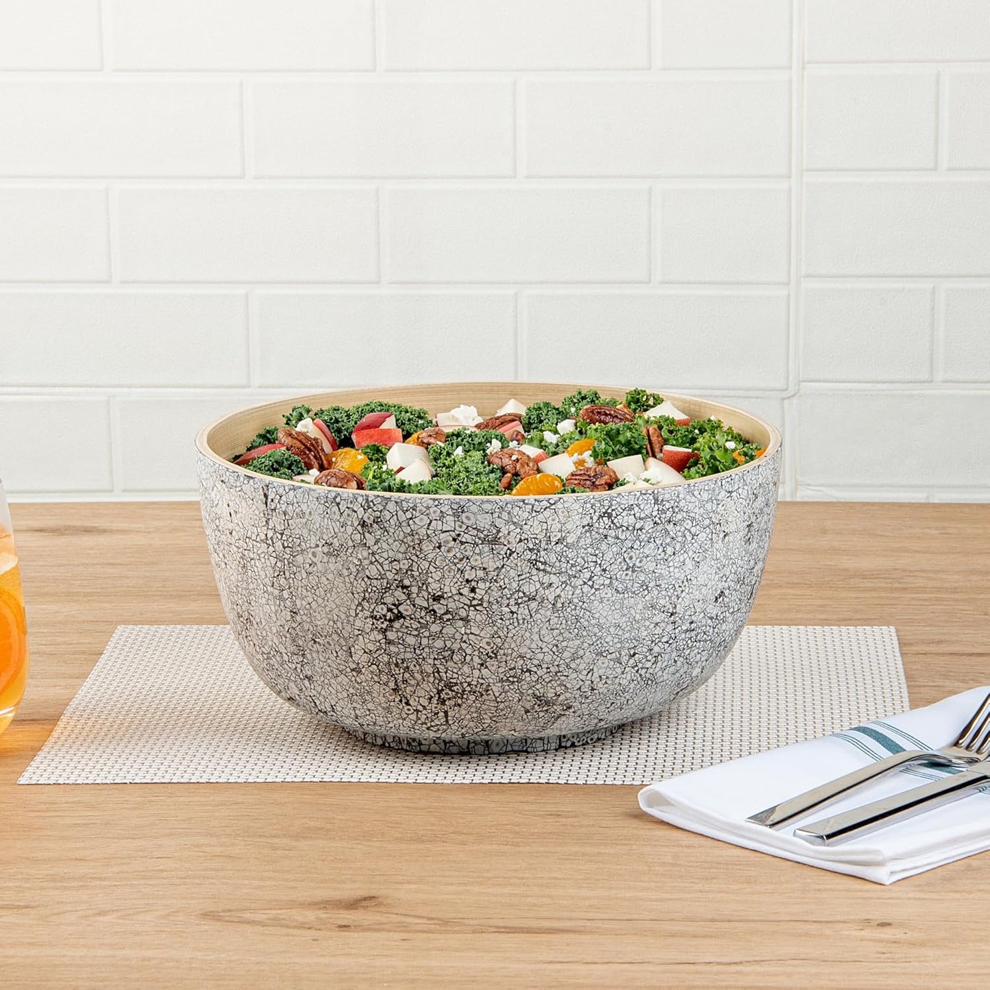 Restaurantware-Bambuddha 15 Ounce Small Salad Bowl, 1 Heavy-Duty Round Salad Bowl - Sustainable, Reusable, Black Bamboo Serving Dish, for Serving Salads, Fruits, and Appetizers