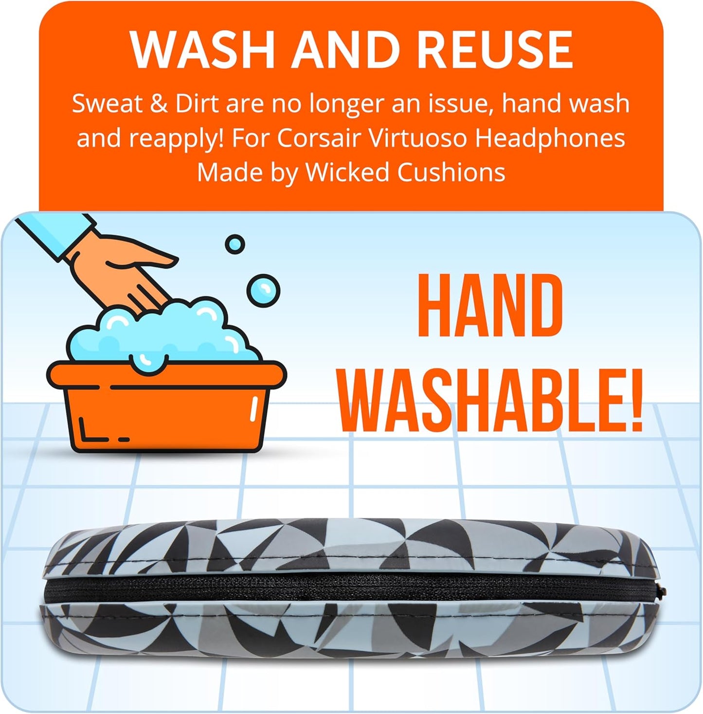 WC BandZ Virtuoso V2 - Silicone Headband Cover for Corsair Virtuoso Headphones by Wicked Cushions | Machine Washable, No More Flaking Leather | for Virtuoso Wireless, XT, and SE | Black Camo